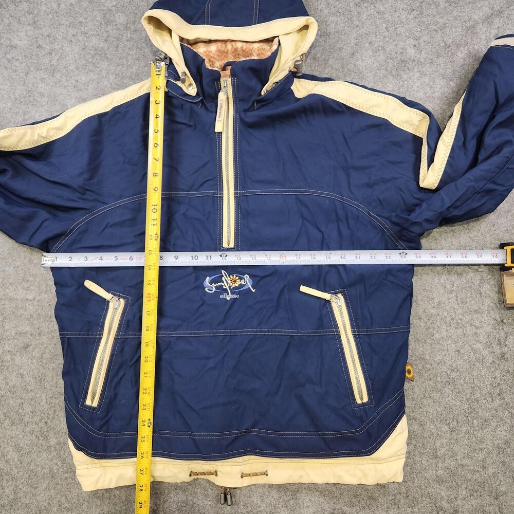 VTG Ellesse Sunflower Jacket Mens Large Pullover Hooded Japan 90s Fleece‎ Lined - Picture 8 of 16